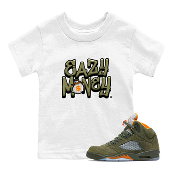 Air Jordan 5 Olive shirt to match jordans Easy Money sneaker match tee AJ5 Olive SNRT Sneaker Tees baby toddler White 1 cotton Shirt