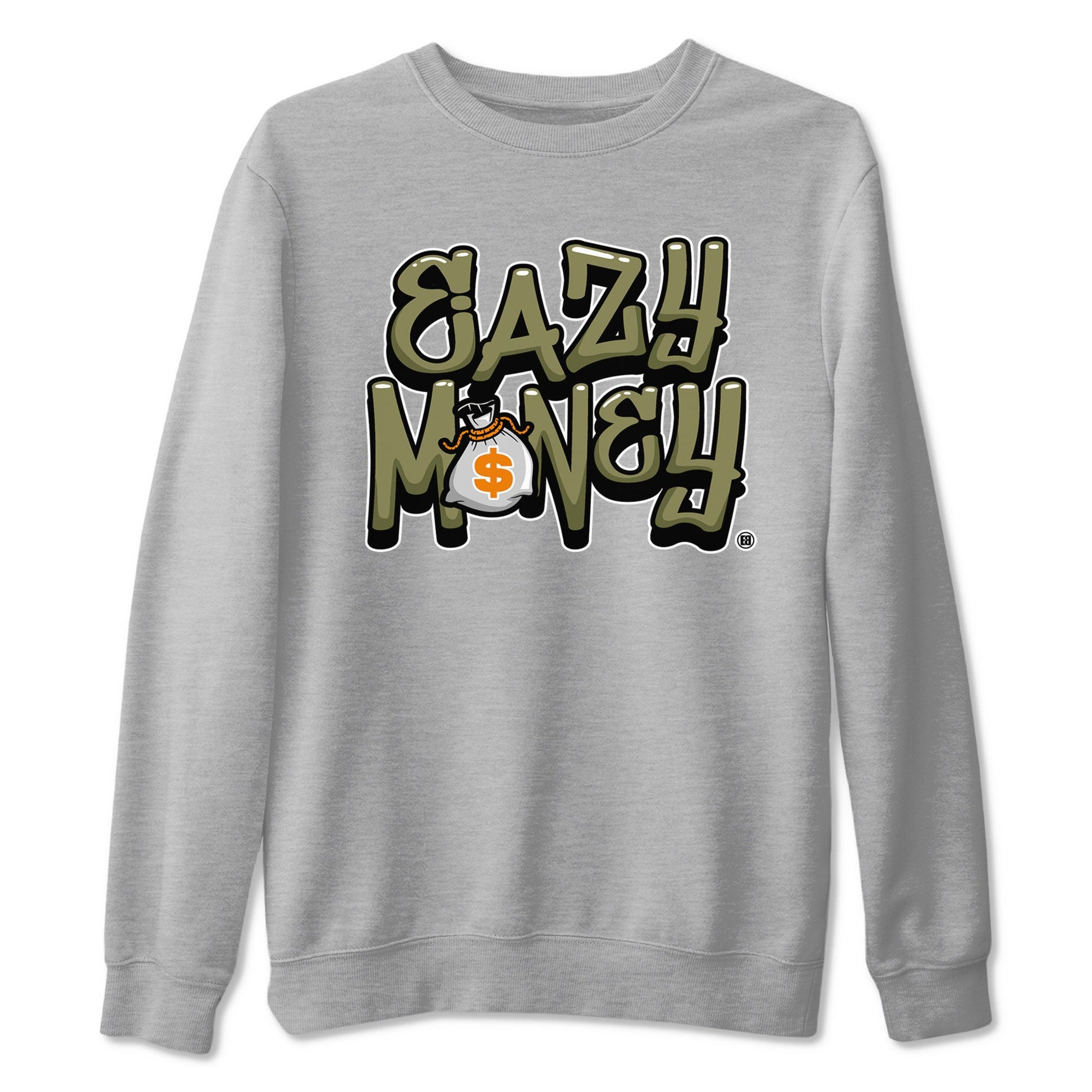 Air Jordan 5 Olive shirt to match jordans Easy Money sneaker match tee AJ5 Olive SNRT Sneaker Tees unisex cotton Heather Grey 2 crew neck shirt