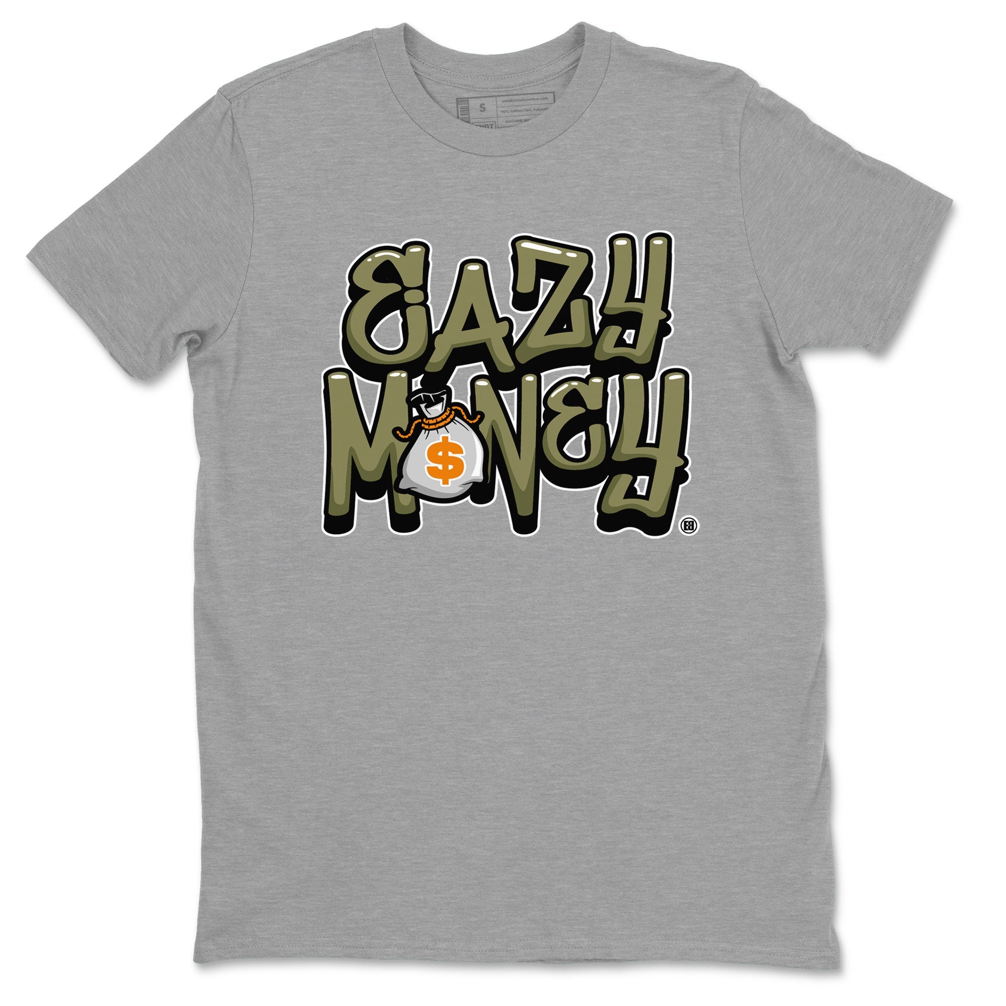 Air Jordan 5 Olive shirt to match jordans Easy Money sneaker match tee AJ5 Olive SNRT Sneaker Tees unisex cotton Heather Grey 2 crew neck shirt