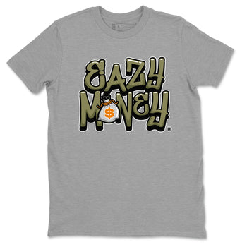 Air Jordan 5 Olive shirt to match jordans Easy Money sneaker match tee AJ5 Olive SNRT Sneaker Tees unisex cotton Heather Grey 2 crew neck shirt