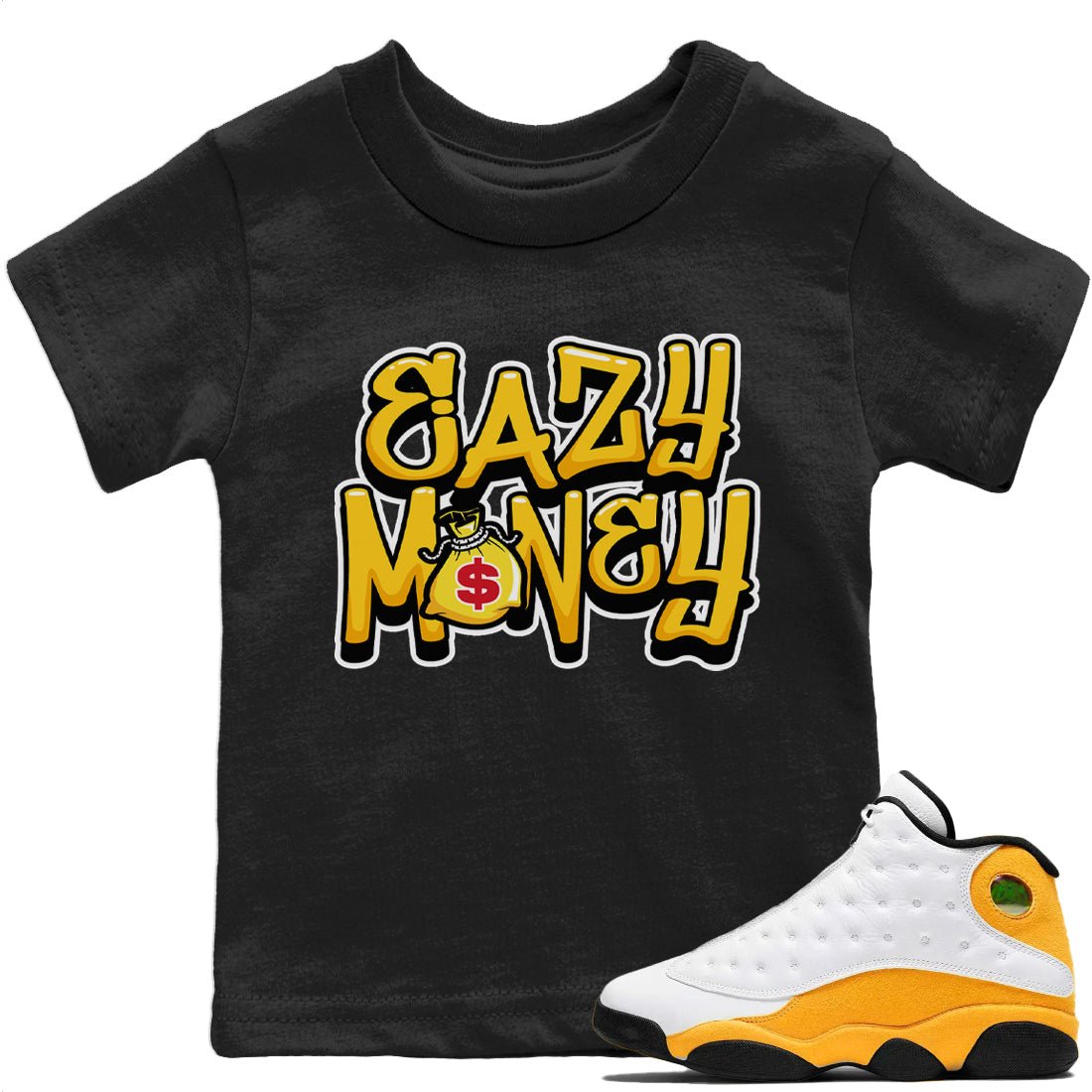 Jordan 13 Del Sol Sneaker Match Tees Easy Money Sneaker Tees Jordan 13 Del Sol Sneaker Release Tees Kids Shirts