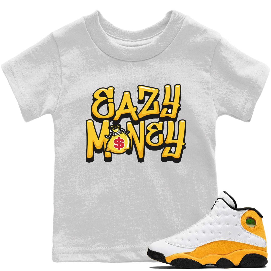 Jordan 13 Del Sol Sneaker Match Tees Easy Money Sneaker Tees Jordan 13 Del Sol Sneaker Release Tees Kids Shirts