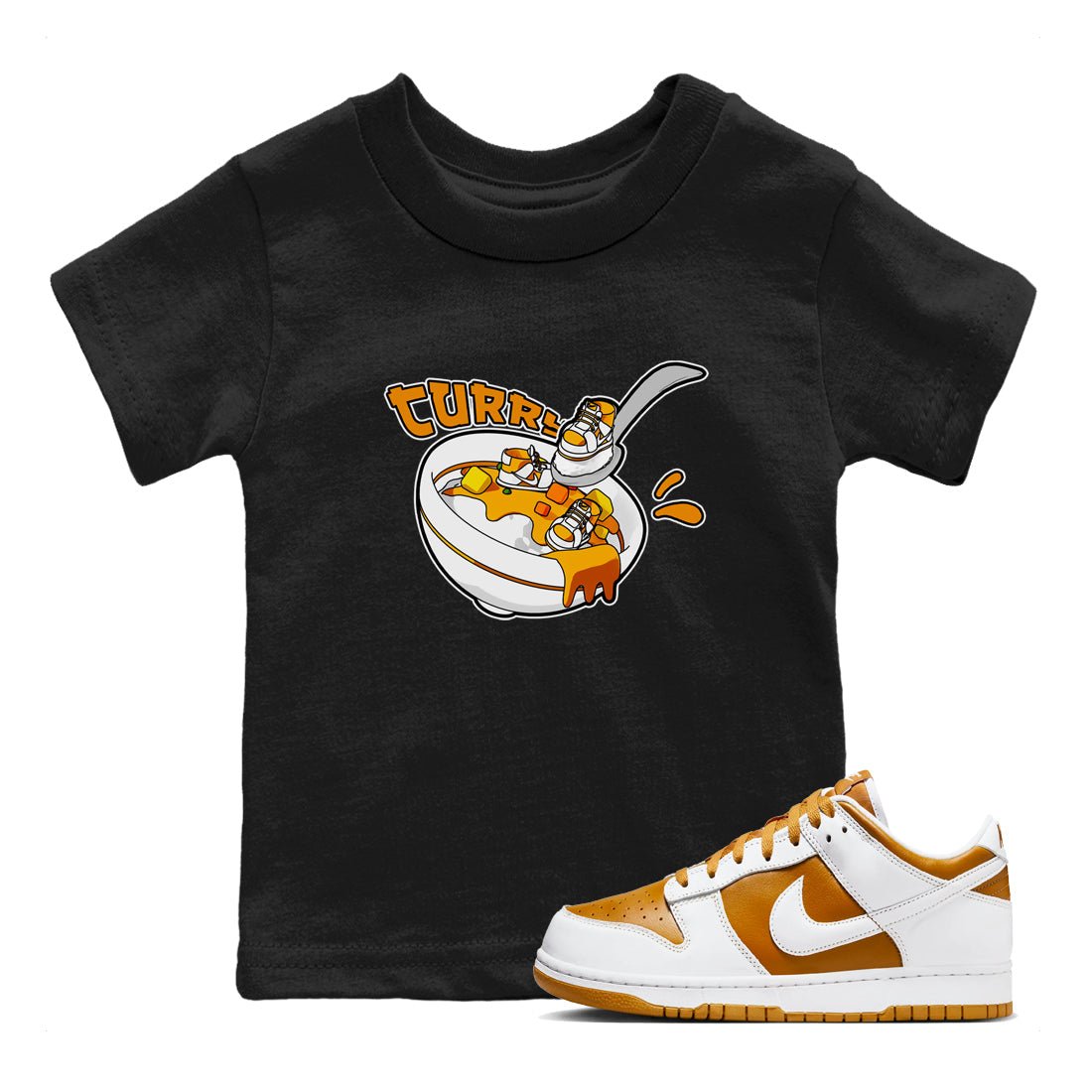 Dunk Dark Curry shirt to match jordans Eat Curry sneaker tees AJ1 Low Dark Curry SNRT sneaker release tees baby toddler Black 1 cotton Shirt