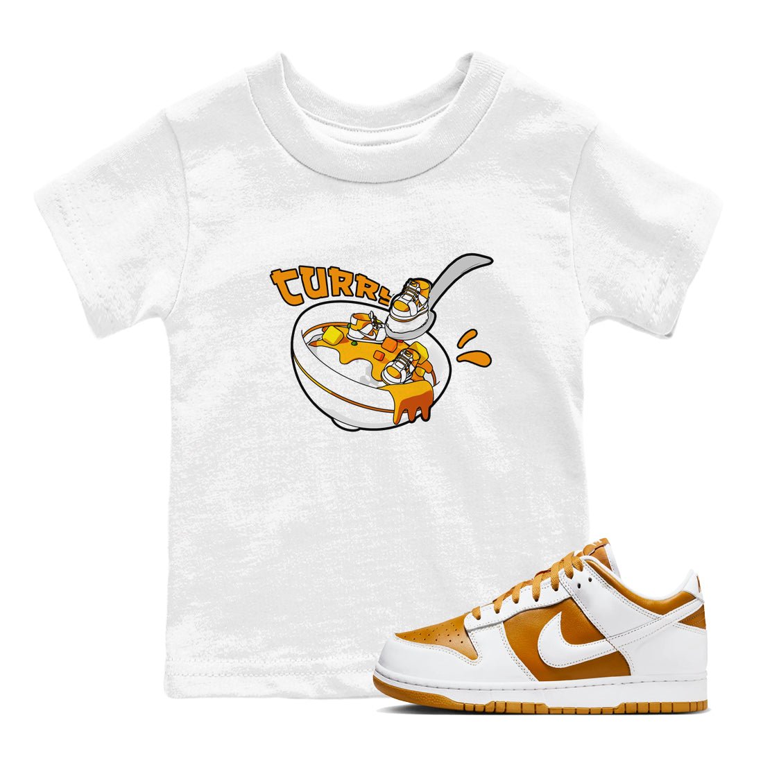Dunk Dark Curry shirt to match jordans Eat Curry sneaker tees AJ1 Low Dark Curry SNRT sneaker release tees baby toddler White 1 cotton Shirt