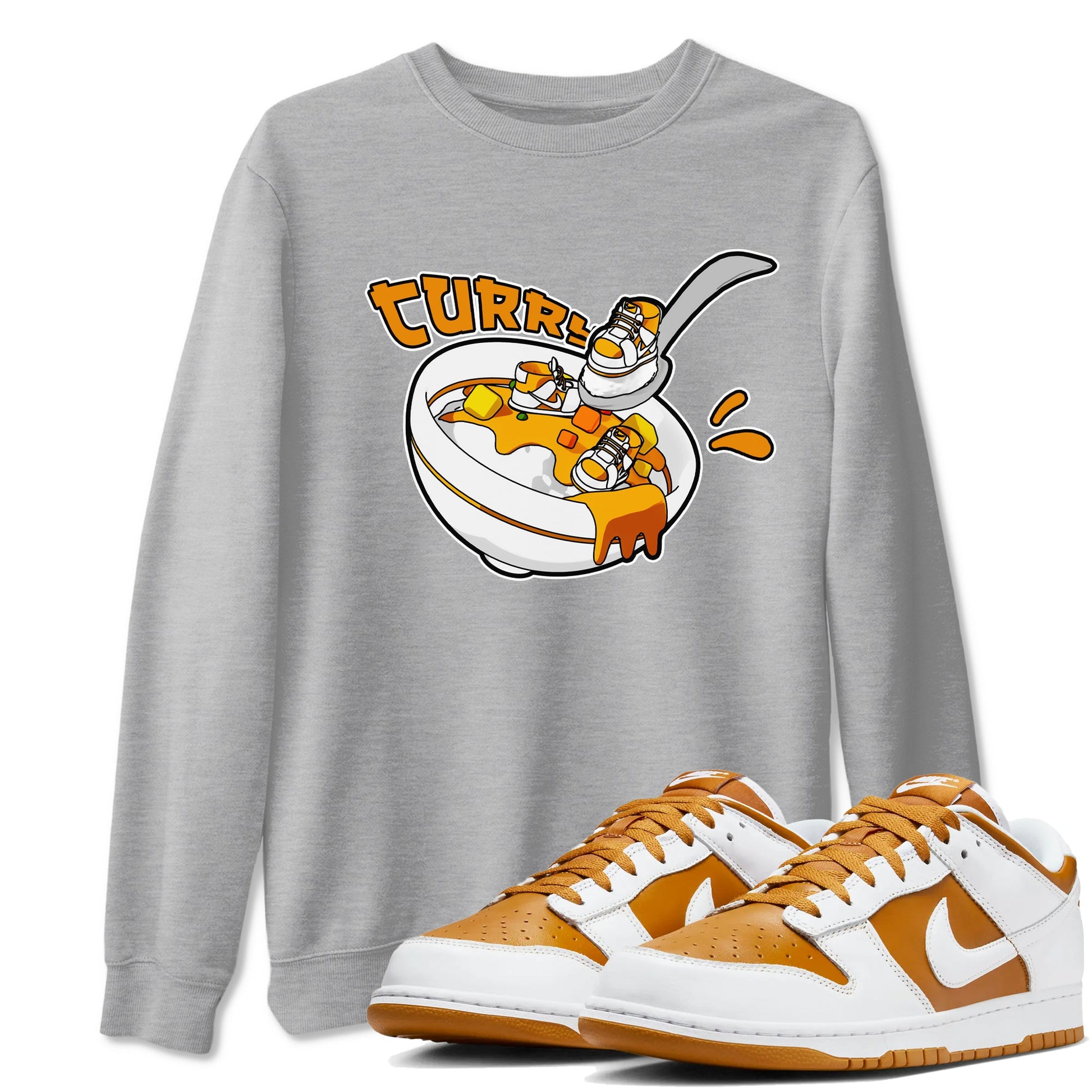 Dunk Dark Curry shirt to match jordans Eat Curry sneaker tees AJ1 Low Dark Curry SNRT Sneaker Release Tees unisex cotton Heather Grey 1 crew neck shirt