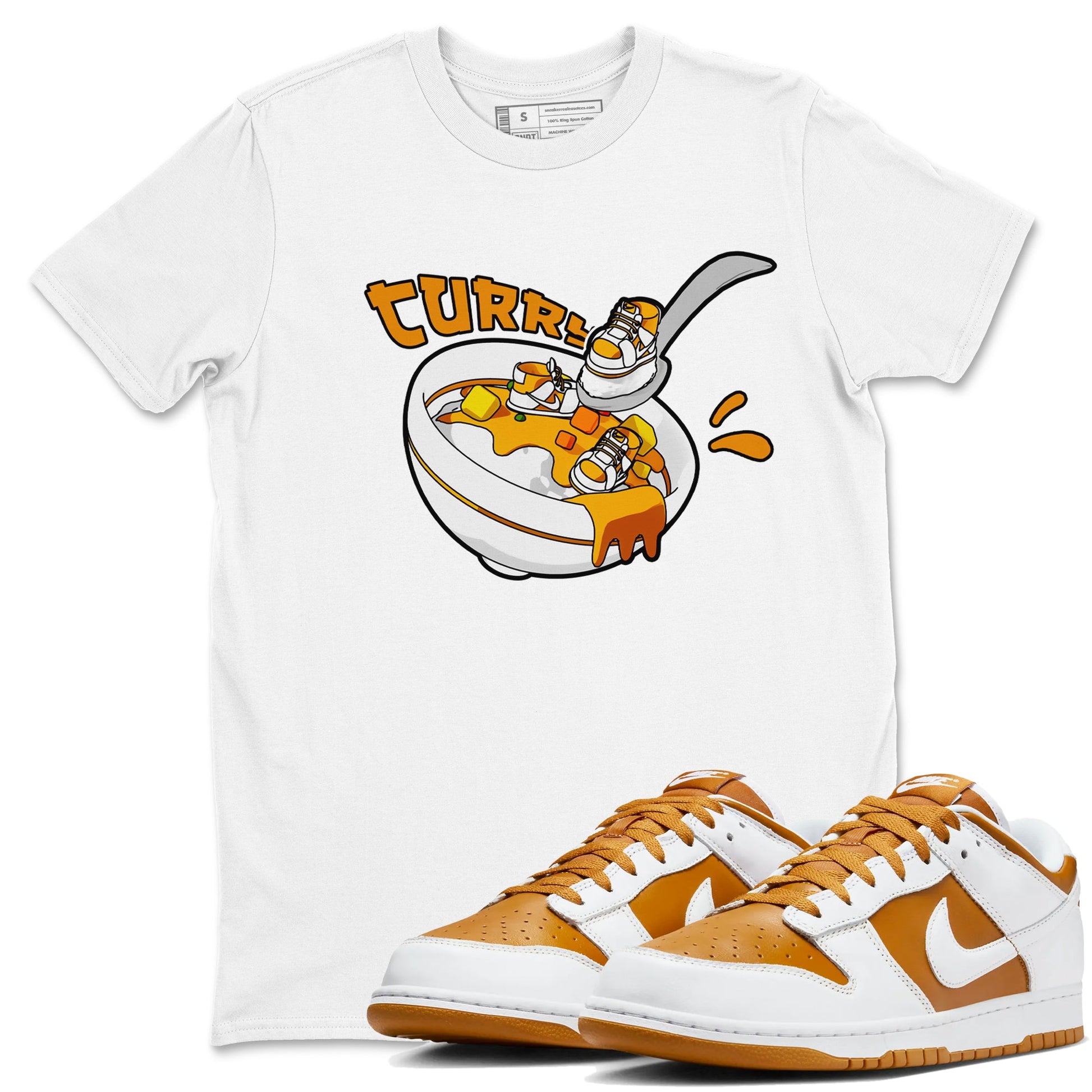 Dunk Dark Curry shirt to match jordans Eat Curry sneaker tees AJ1 Low Dark Curry SNRT Sneaker Release Tees unisex cotton White 1 crew neck shirt