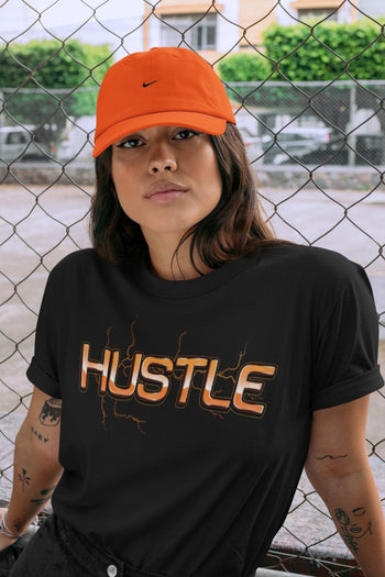 Jordan 1 Electro Orange Sneaker Match Tees Electric Hustle Sneaker Tees Jordan 1 Electro Orange Sneaker Release Tees Unisex Shirts