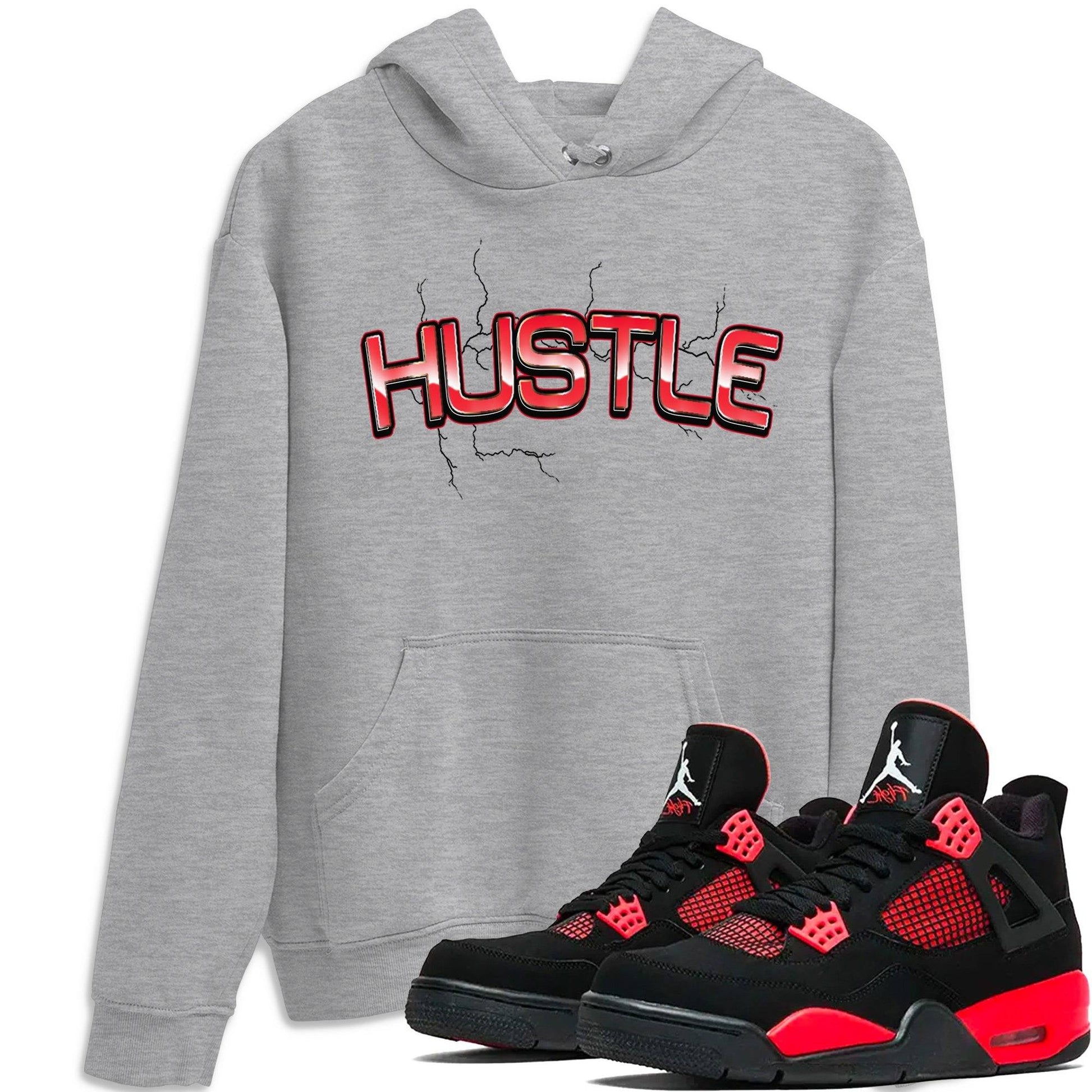 Jordan 4 Red Thunder Sneaker Match Tees Electric Hustle Sneaker Tees Jordan 4 Red Thunder Sneaker Release Tees Unisex Shirts