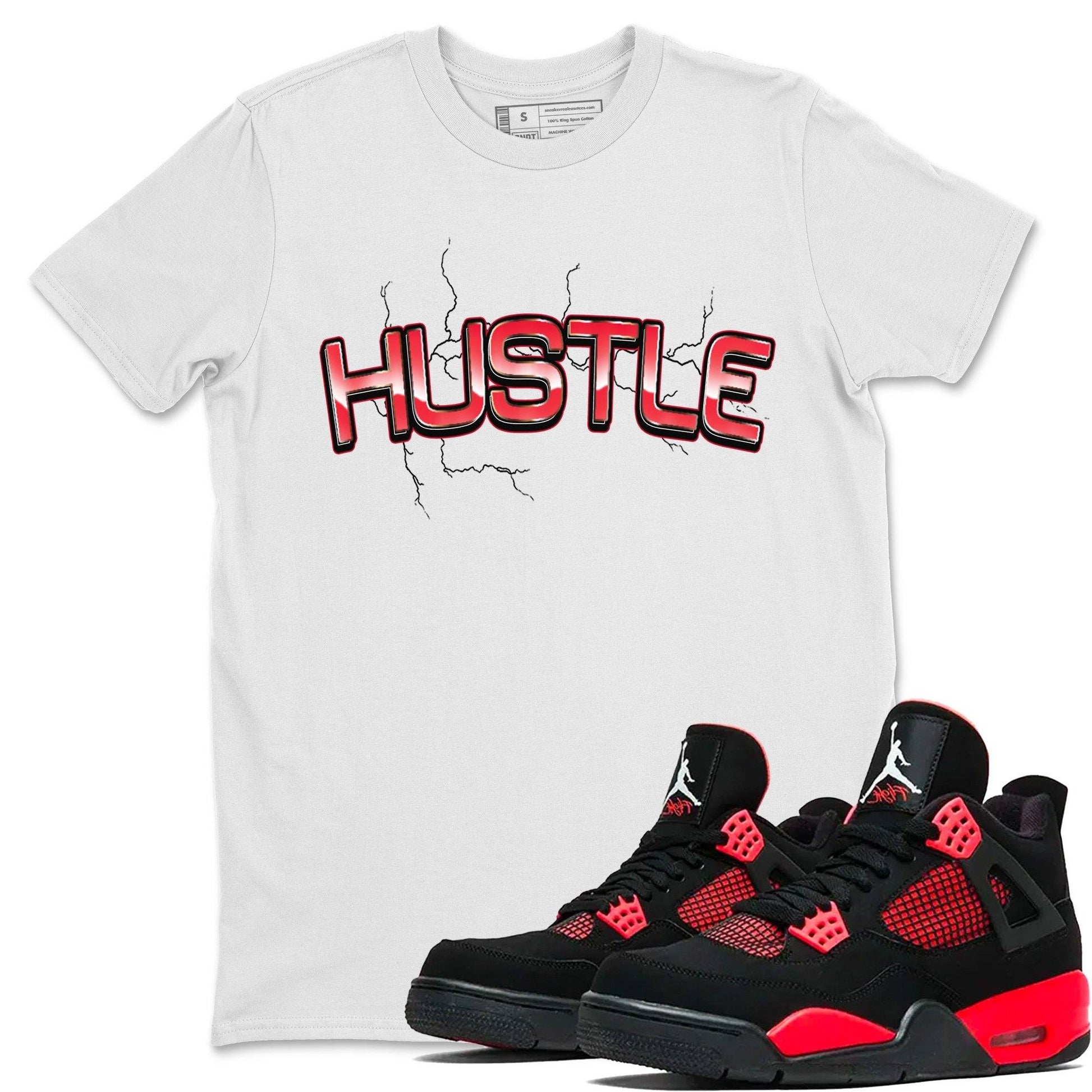 Jordan 4 Red Thunder Sneaker Match Tees Electric Hustle Sneaker Tees Jordan 4 Red Thunder Sneaker Release Tees Unisex Shirts