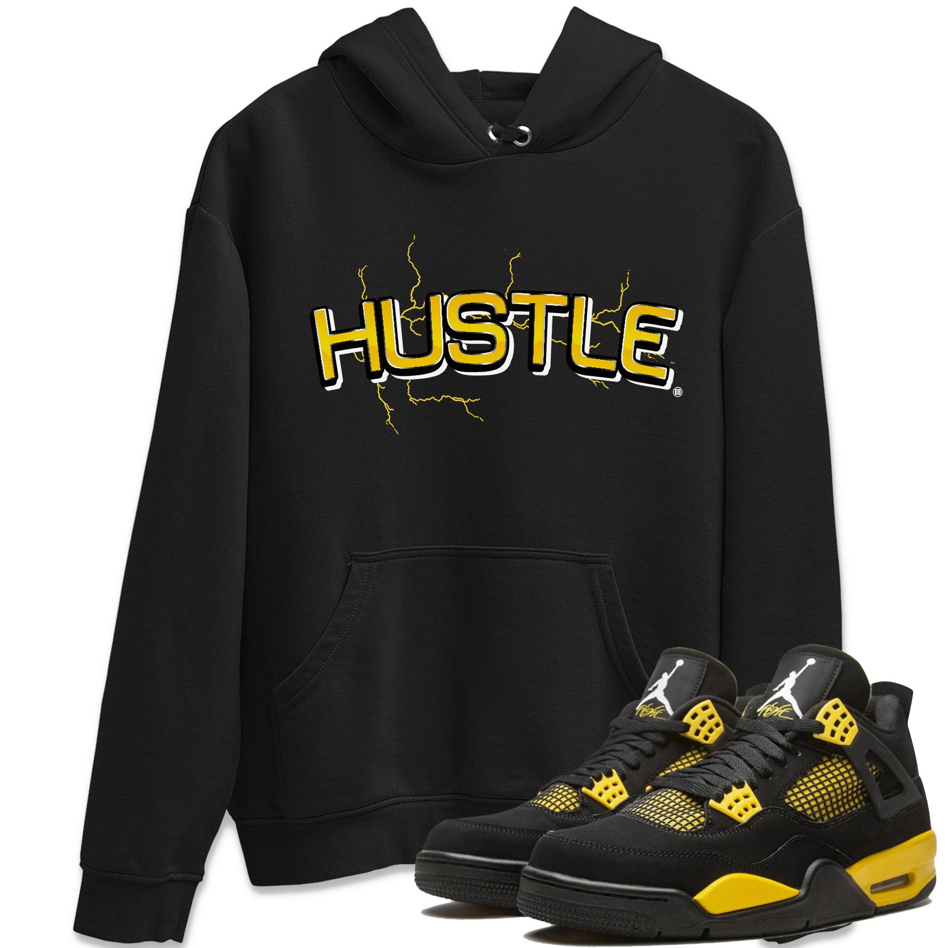 Air Jordan 4 Thunder Sneaker Match Tees Electric Hustle Sneaker Tees Air Jordan 4 Retro Thunder Sneaker Release Tees Unisex Shirts Black 1