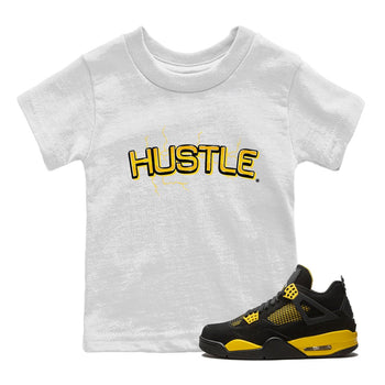Air Jordan 4 Thunder Sneaker Match Tees Electric Hustle Sneaker Tees Air Jordan 4 Retro Thunder Sneaker Release Tees Kids Shirts White 1