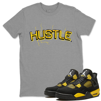 Air Jordan 4 Thunder Sneaker Match Tees Electric Hustle Sneaker Tees Air Jordan 4 Retro Thunder Sneaker Release Tees Unisex Shirts Heather Grey 1