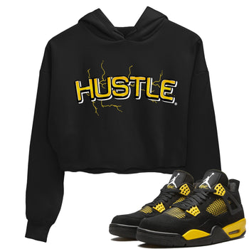Air Jordan 4 Thunder Sneaker Match Tees Electric Hustle Sneaker Tees Air Jordan 4 Retro Thunder Sneaker Release Tees Women's Shirts Black 1