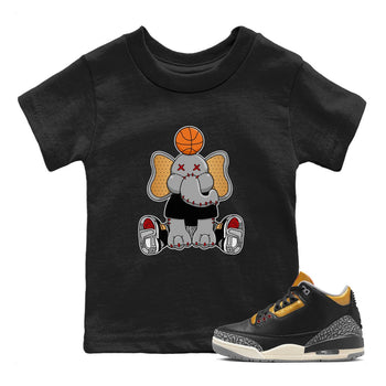 Jordan 3 Black Gold Sneaker Match Tees Elephant Doll Sneaker Tees Jordan 3 Black Gold Sneaker Release Tees Kids Shirts
