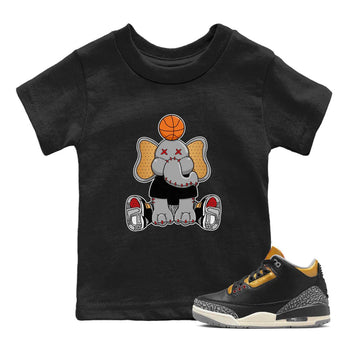 Jordan 3 Black Gold Sneaker Match Tees Elephant Doll Sneaker Tees Jordan 3 Black Gold Sneaker Release Tees Kids Shirts