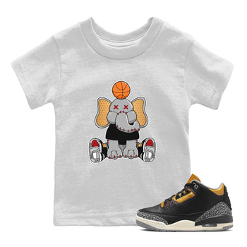 Jordan 3 Black Gold Sneaker Match Tees Elephant Doll Sneaker Tees Jordan 3 Black Gold Sneaker Release Tees Kids Shirts