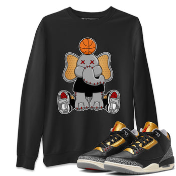 Jordan 3 Black Gold Sneaker Match Tees Elephant Doll Sneaker Tees Jordan 3 Black Gold Sneaker Release Tees Unisex Shirts