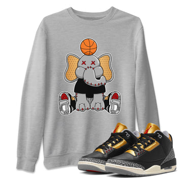 Jordan 3 Black Gold Sneaker Match Tees Elephant Doll Sneaker Tees Jordan 3 Black Gold Sneaker Release Tees Unisex Shirts