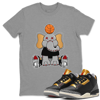 Jordan 3 Black Gold Sneaker Match Tees Elephant Doll Sneaker Tees Jordan 3 Black Gold Sneaker Release Tees Unisex Shirts