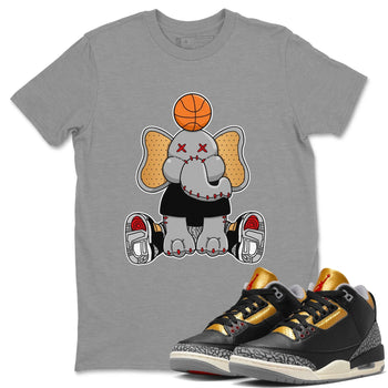 Jordan 3 Black Gold Sneaker Match Tees Elephant Doll Sneaker Tees Jordan 3 Black Gold Sneaker Release Tees Unisex Shirts