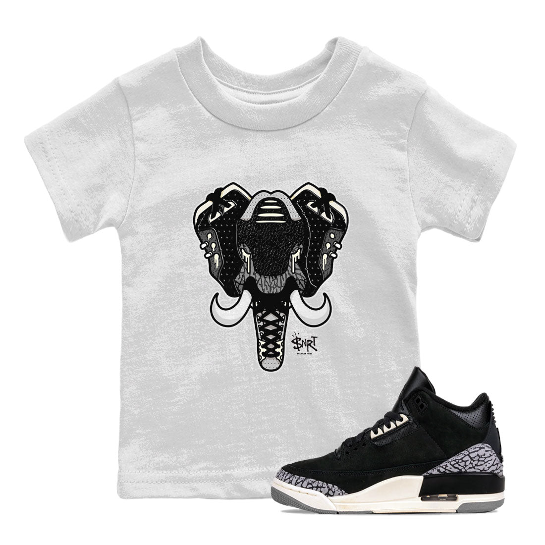 Air Jordan 3 Off Noir shirt to match jordans Elephant Symbol sneaker tees Air Jordan 3 Retro Off Noir SNRT Sneaker Tees Baby Toddler White 1 T-Shirt