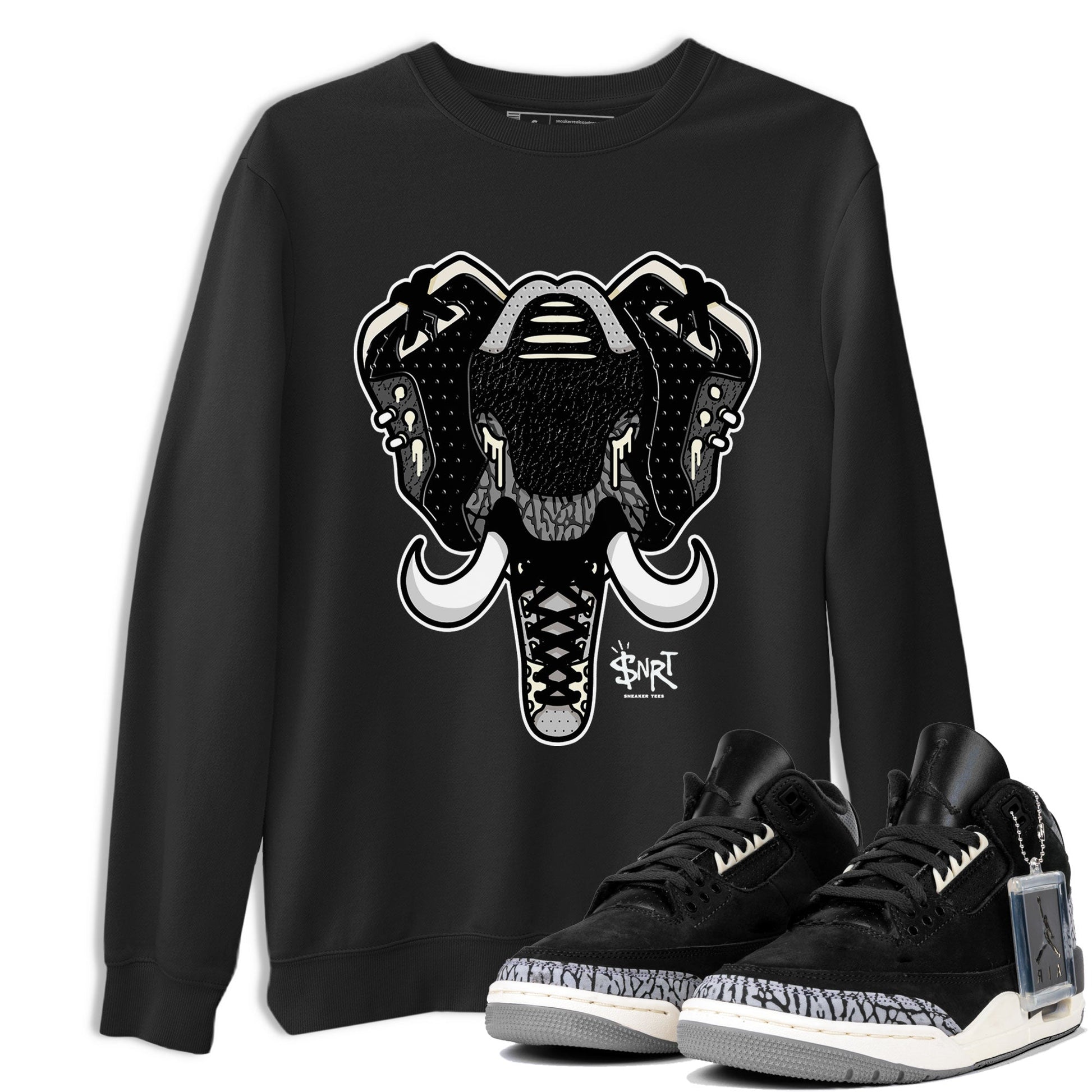 Air Jordan 3 Off Noir shirt to match jordans Elephant Symbol sneaker tees Air Jordan 3 Retro Off Noir SNRT Sneaker Tees Unisex Black 1 T-Shirt