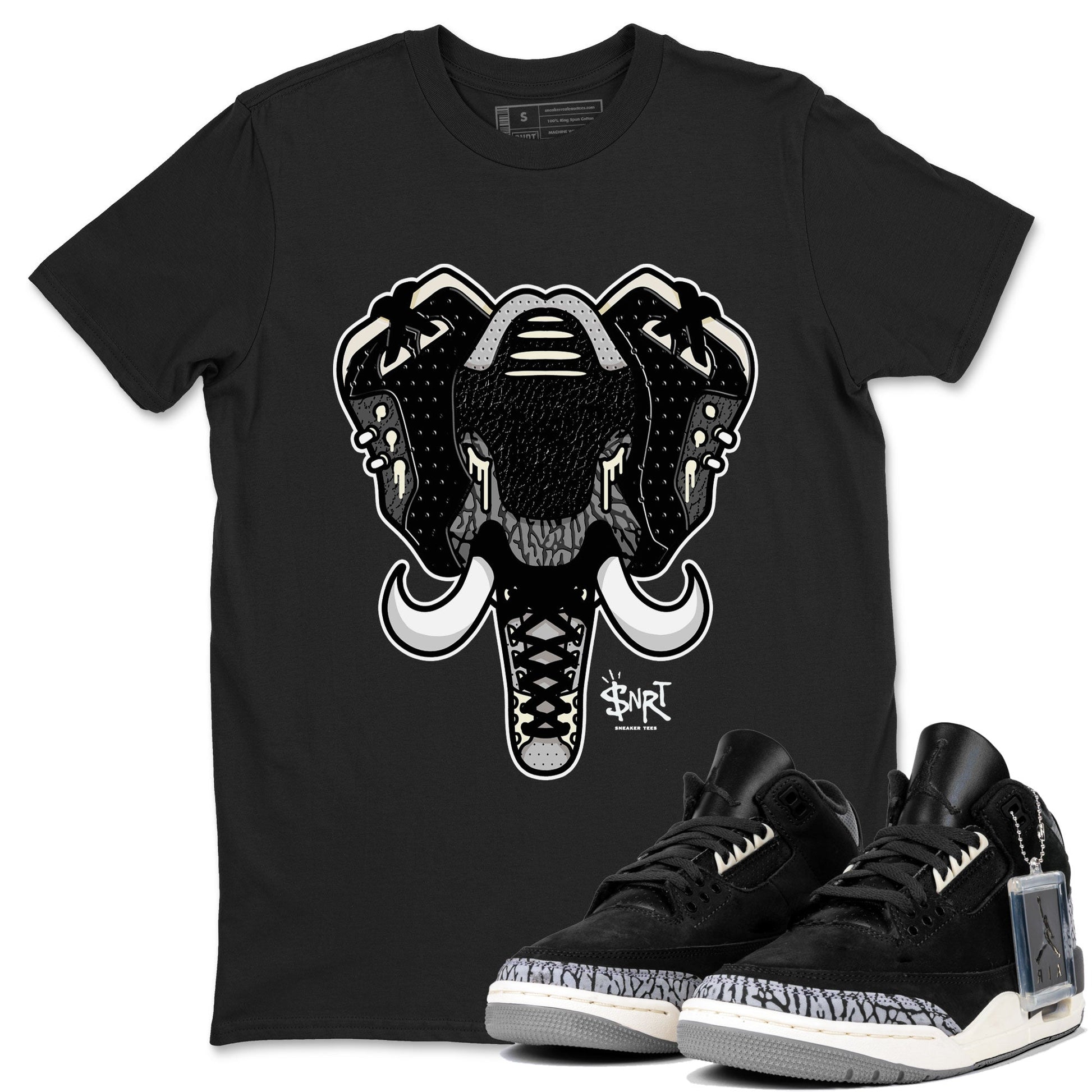 Air Jordan 3 Off Noir shirt to match jordans Elephant Symbol sneaker tees Air Jordan 3 Retro Off Noir SNRT Sneaker Tees Unisex Black 1 T-Shirt