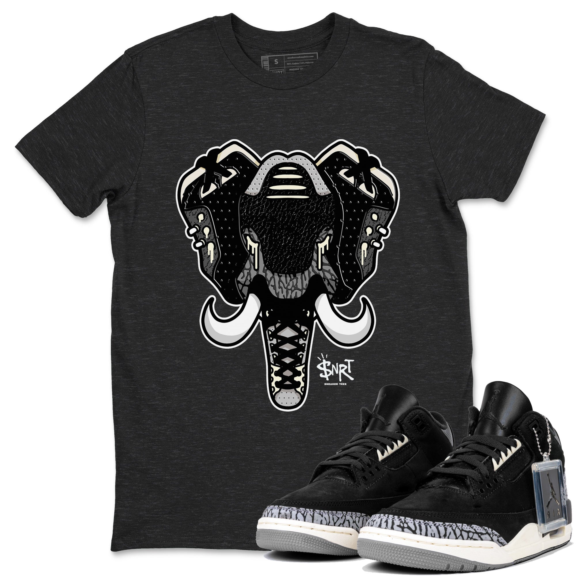 Air Jordan 3 Off Noir shirt to match jordans Elephant Symbol sneaker tees Air Jordan 3 Retro Off Noir SNRT Sneaker Tees Unisex Charcoal Heather 1 T-Shirt
