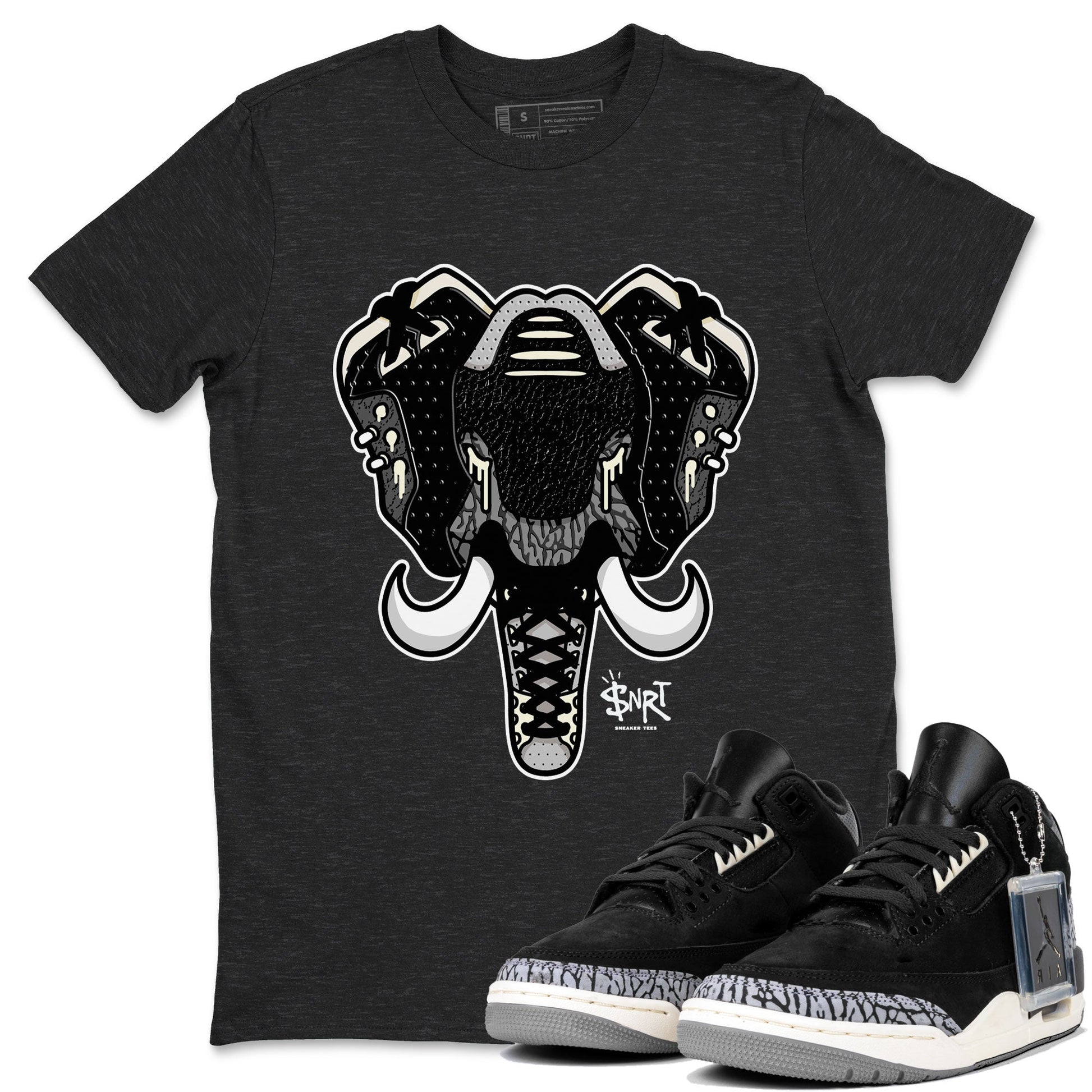 Air Jordan 3 Off Noir shirt to match jordans Elephant Symbol sneaker tees Air Jordan 3 Retro Off Noir SNRT Sneaker Tees Unisex Charcoal Heather 1 T-Shirt