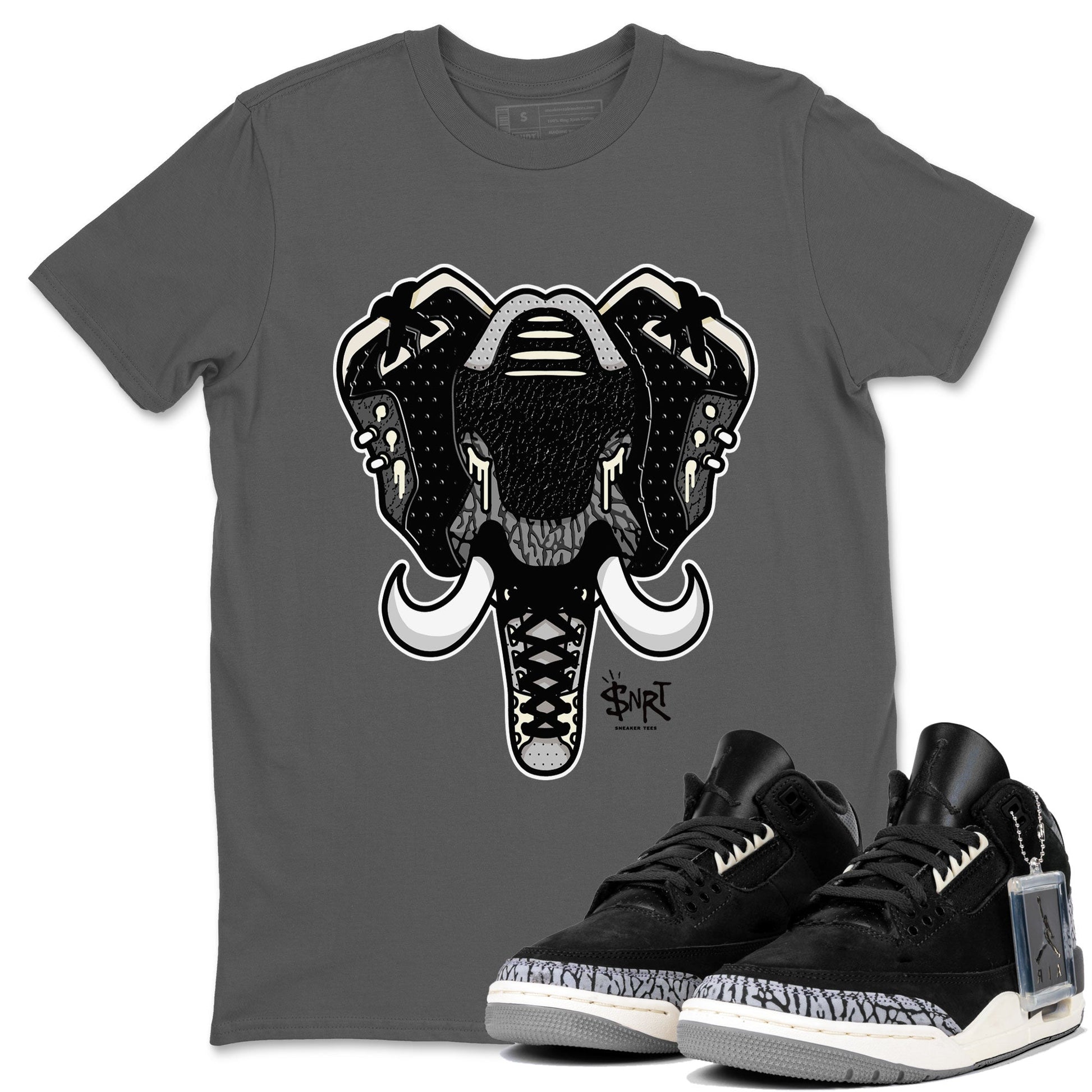Air Jordan 3 Off Noir shirt to match jordans Elephant Symbol sneaker tees Air Jordan 3 Retro Off Noir SNRT Sneaker Tees Unisex Cool Grey 1 T-Shirt