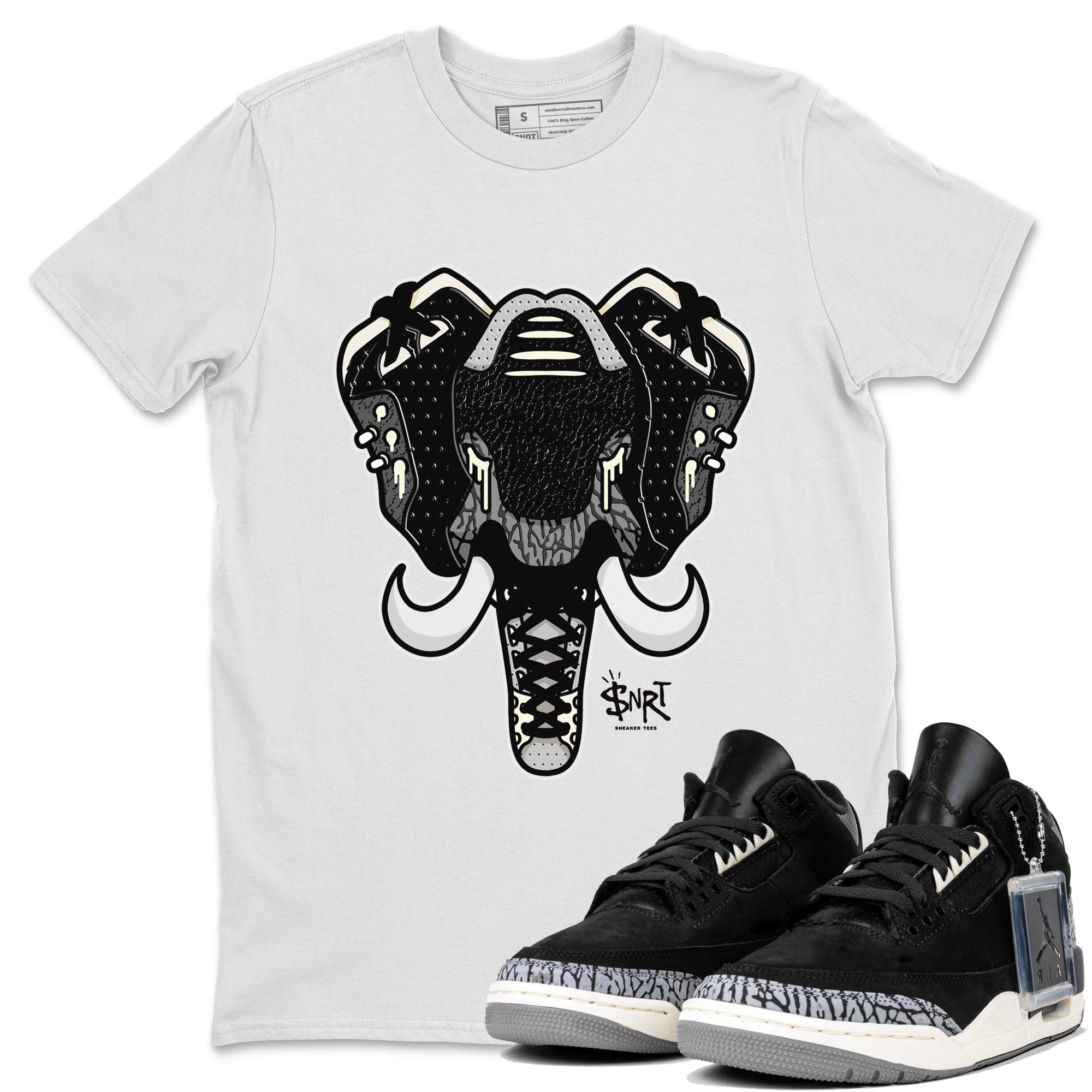 Air Jordan 3 Off Noir shirt to match jordans Elephant Symbol sneaker tees Air Jordan 3 Retro Off Noir SNRT Sneaker Tees Unisex White 1 T-Shirt