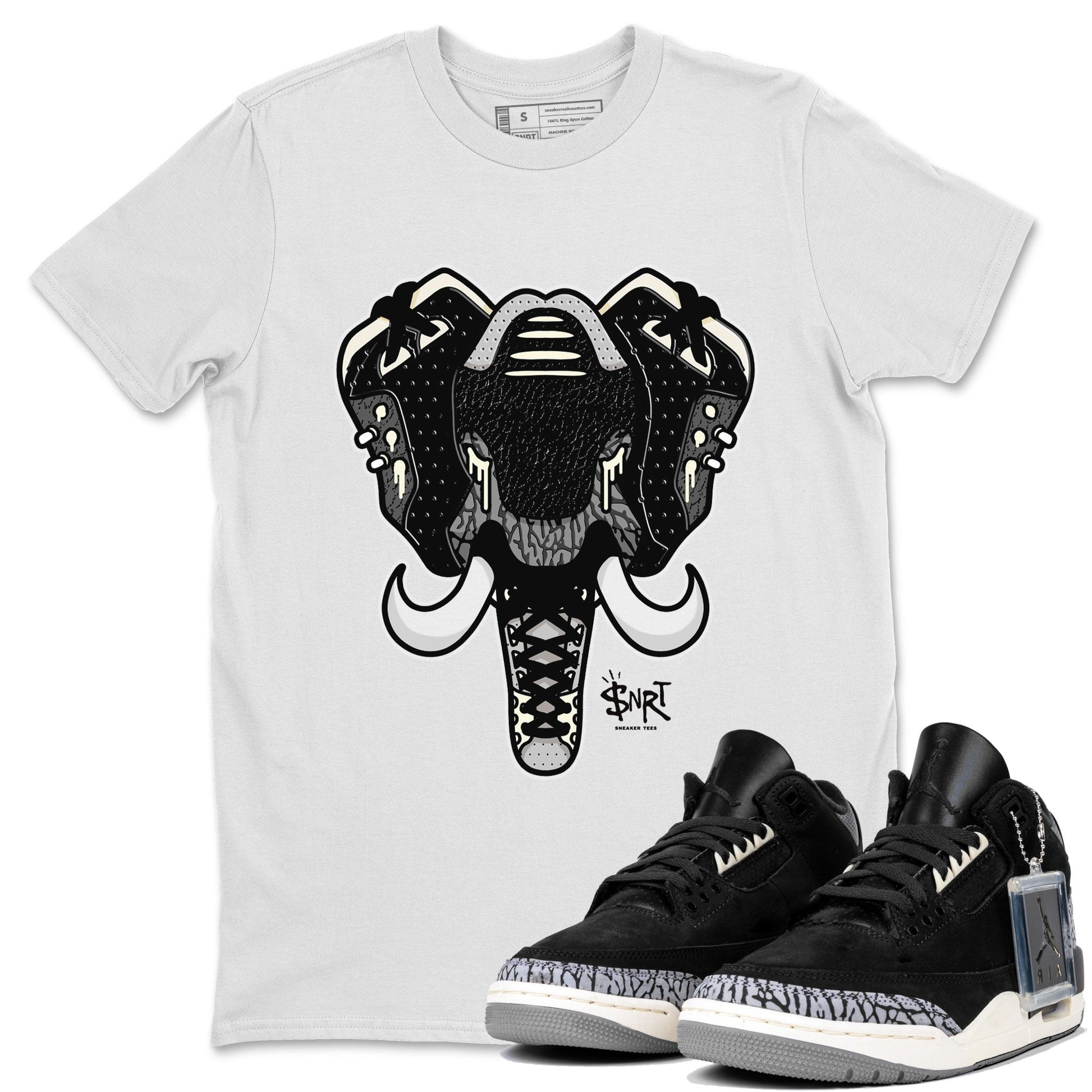 Air Jordan 3 Off Noir shirt to match jordans Elephant Symbol sneaker tees Air Jordan 3 Retro Off Noir SNRT Sneaker Tees Unisex White 1 T-Shirt
