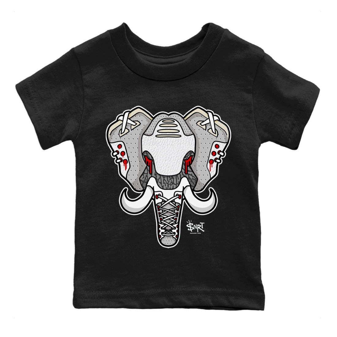 Air Jordan 3 White Cement Elephant Symbol Baby and Kids Sneaker Tees Air Jordan 3 Retro White Cement Kids Sneaker Tees Washing and Care Tip