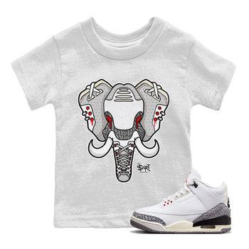 Air Jordan 3 White Cement Sneaker Match Tees Elephant Symbol Sneaker Tees Air Jordan 3 Retro White Cement Sneaker Release Tees Kids Shirts White 1