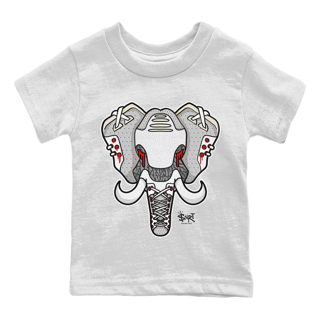 Air Jordan 3 White Cement Sneaker Match Tees Elephant Symbol Sneaker Tees Air Jordan 3 Retro White Cement Sneaker Release Tees Kids Shirts White 2
