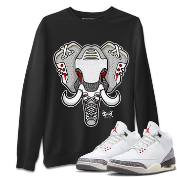 Air Jordan 3 White Cement Sneaker Match Tees Elephant Symbol Sneaker Tees Air Jordan 3 Retro White Cement Sneaker Release Tees Unisex Shirts Black 1