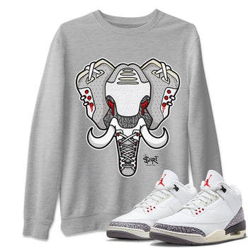 Air Jordan 3 White Cement Sneaker Match Tees Elephant Symbol Sneaker Tees Air Jordan 3 Retro White Cement Sneaker Release Tees Unisex Shirts Heather Grey 1