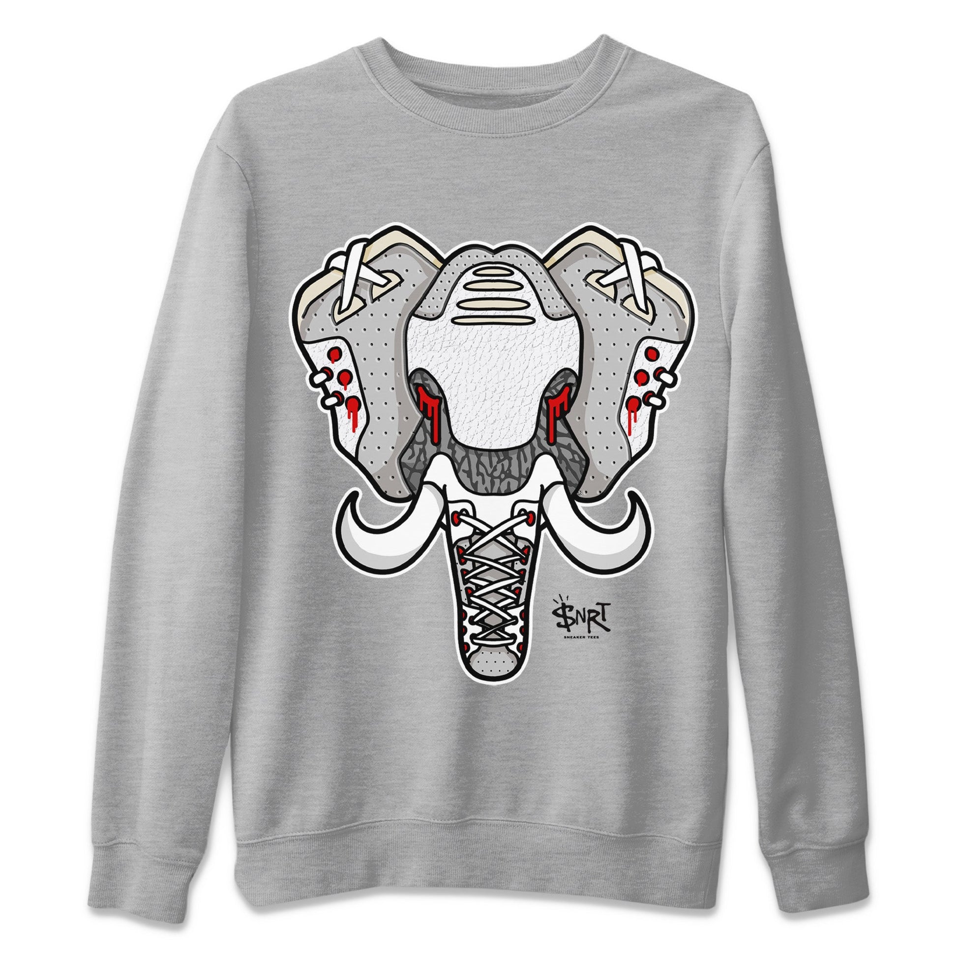 Air Jordan 3 White Cement Sneaker Match Tees Elephant Symbol Sneaker Tees Air Jordan 3 Retro White Cement Sneaker Release Tees Unisex Shirts Heather Grey 2