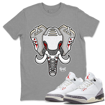 Air Jordan 3 White Cement Elephant Symbol Crew Neck Sneaker Tees Air Jordan 3 Retro White Cement Sneaker T-Shirts Size Chart