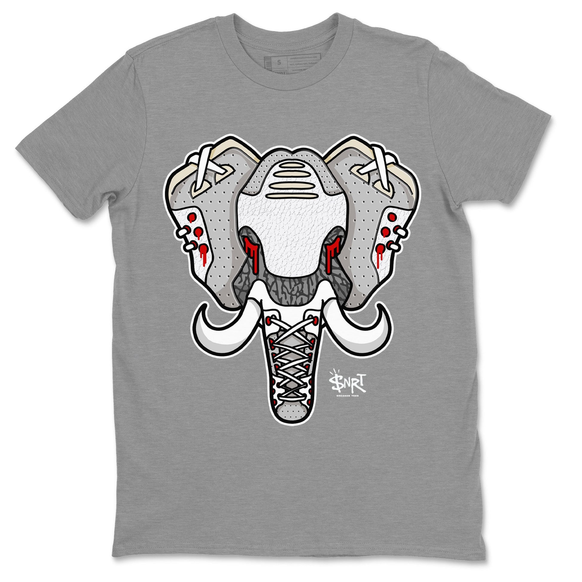 Air Jordan 3 White Cement Sneaker Match Tees Elephant Symbol Sneaker Tees Air Jordan 3 Retro White Cement Sneaker Release Tees Unisex Shirts Heather Grey 2