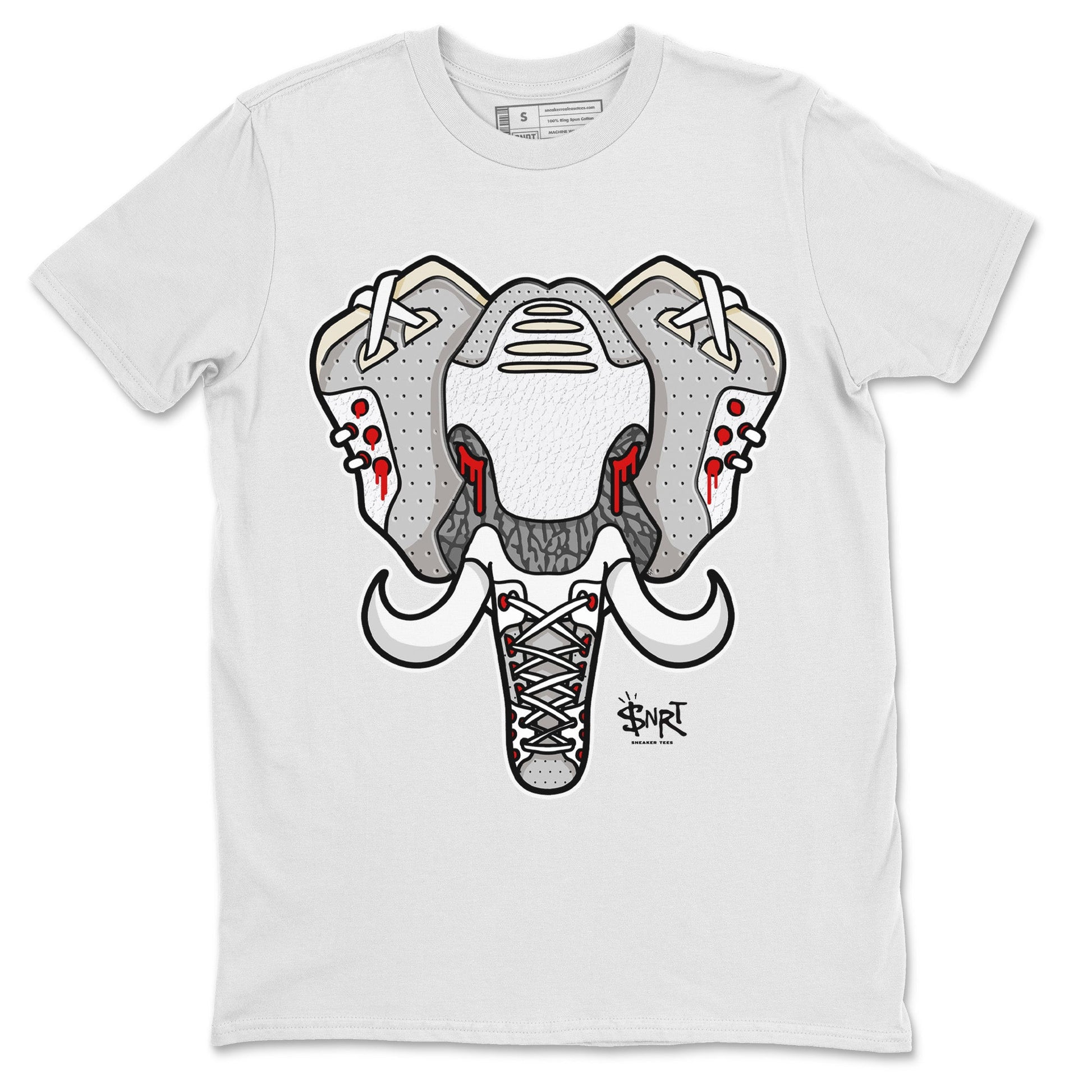 Air Jordan 3 White Cement Sneaker Match Tees Elephant Symbol Sneaker Tees Air Jordan 3 Retro White Cement Sneaker Release Tees Unisex Shirts White 2