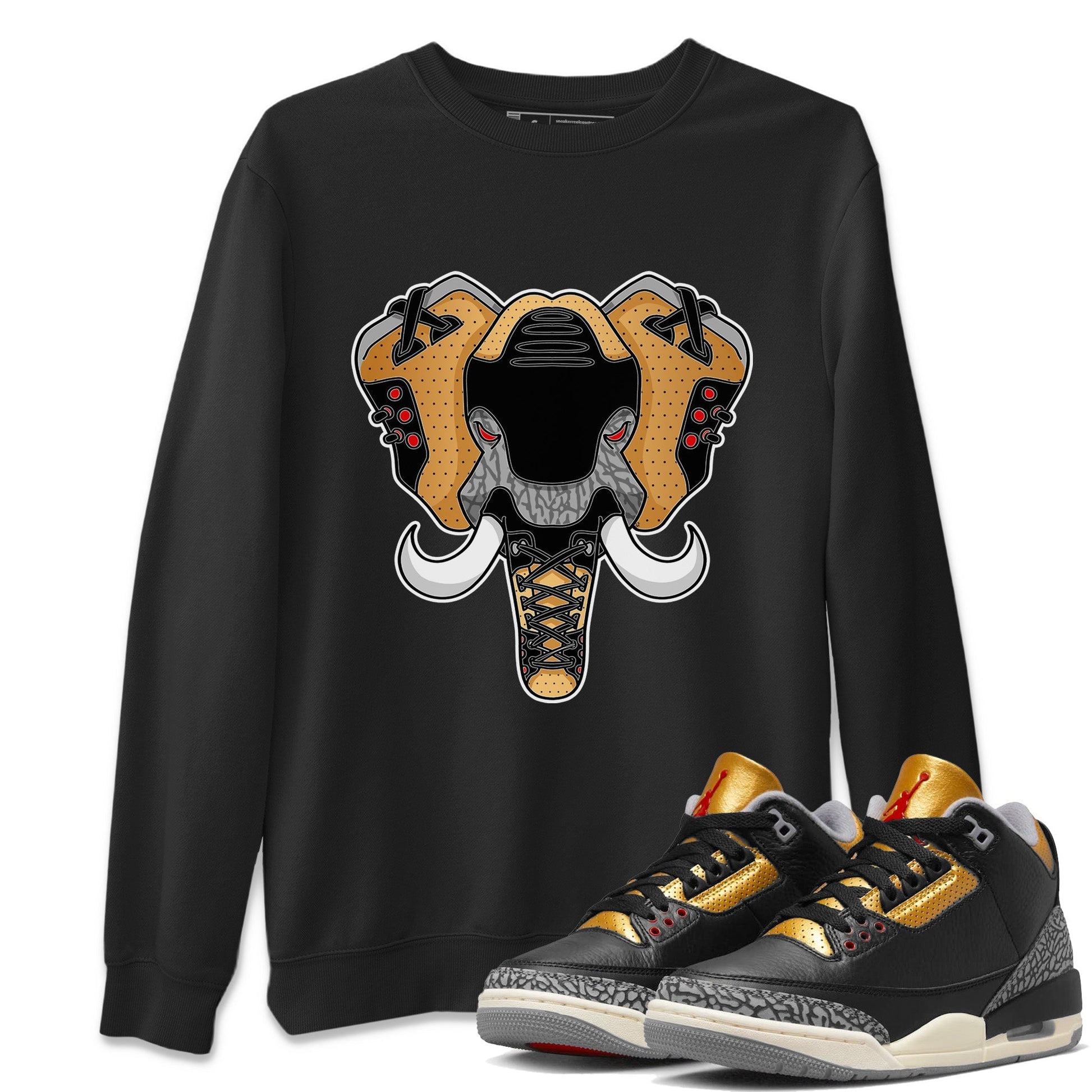 Jordan 3 Black Gold Sneaker Match Tees Elephant Symbol Sneaker Tees Jordan 3 Black Gold Sneaker Release Tees Unisex Shirts