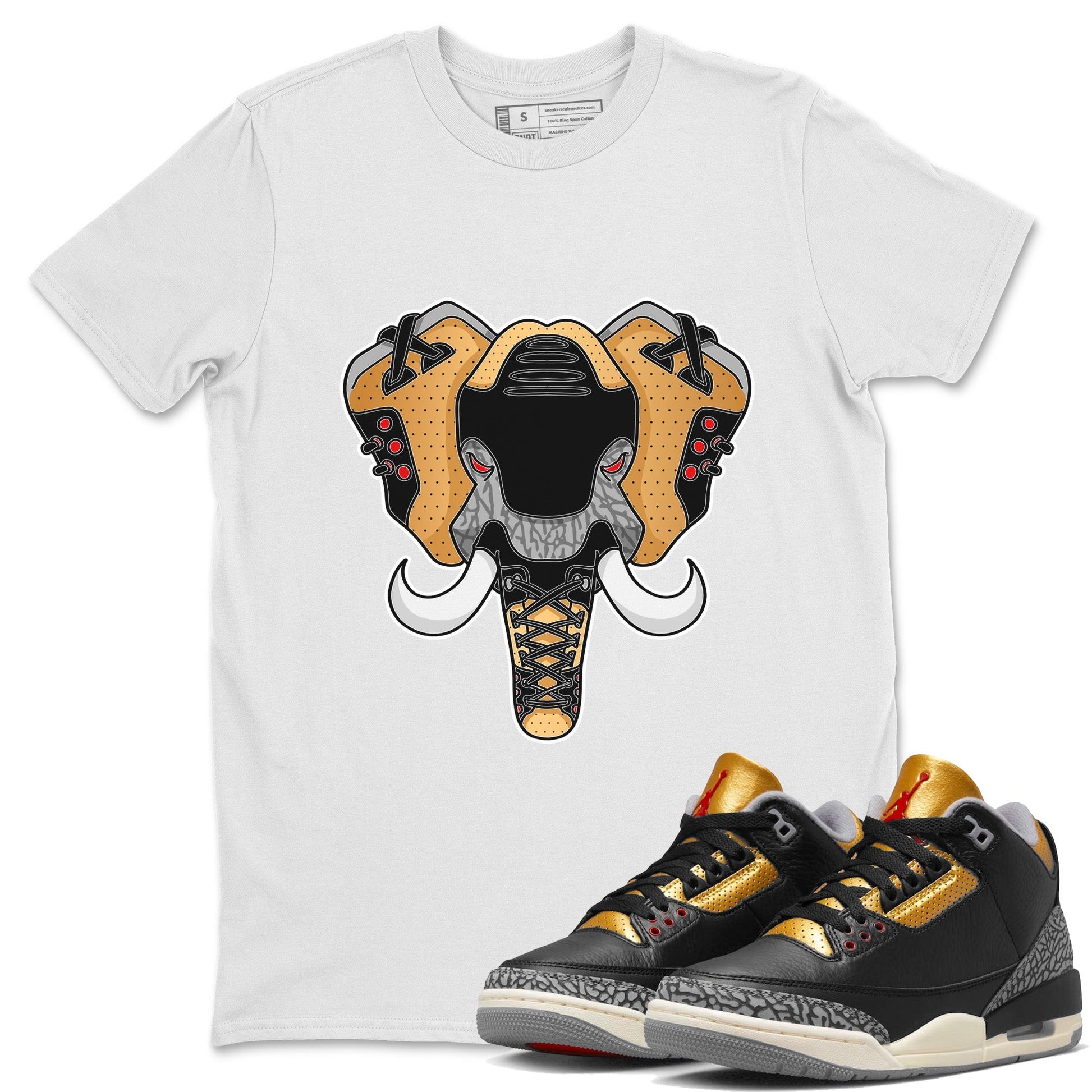 Jordan 3 Black Gold Sneaker Match Tees Elephant Symbol Sneaker Tees Jordan 3 Black Gold Sneaker Release Tees Unisex Shirts