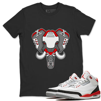 Jordan 3 Fire Red Sneaker Match Tees Elephant Symbol Sneaker Tees Jordan 3 Fire Red Sneaker Release Tees Unisex Shirts