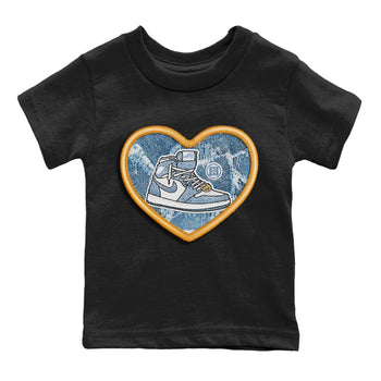 Jordan 1 Denim Sneaker Match Tees Embroidery Patch Sneaker Tees Jordan 1 Denim Sneaker Release Tees Kids Shirts