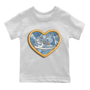 Jordan 1 Denim Sneaker Match Tees Embroidery Patch Sneaker Tees Jordan 1 Denim Sneaker Release Tees Kids Shirts