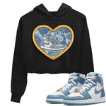 Jordan 1 Denim Sneaker Match Tees Embroidery Patch Sneaker Tees Jordan 1 Denim Sneaker Release Tees Women's Shirts