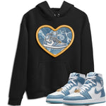 Jordan 1 Denim Sneaker Match Tees Embroidery Patch Sneaker Tees Jordan 1 Denim Sneaker Release Tees Unisex Shirts