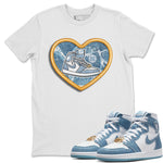 Jordan 1 Denim Sneaker Match Tees Embroidery Patch Sneaker Tees Jordan 1 Denim Sneaker Release Tees Unisex Shirts