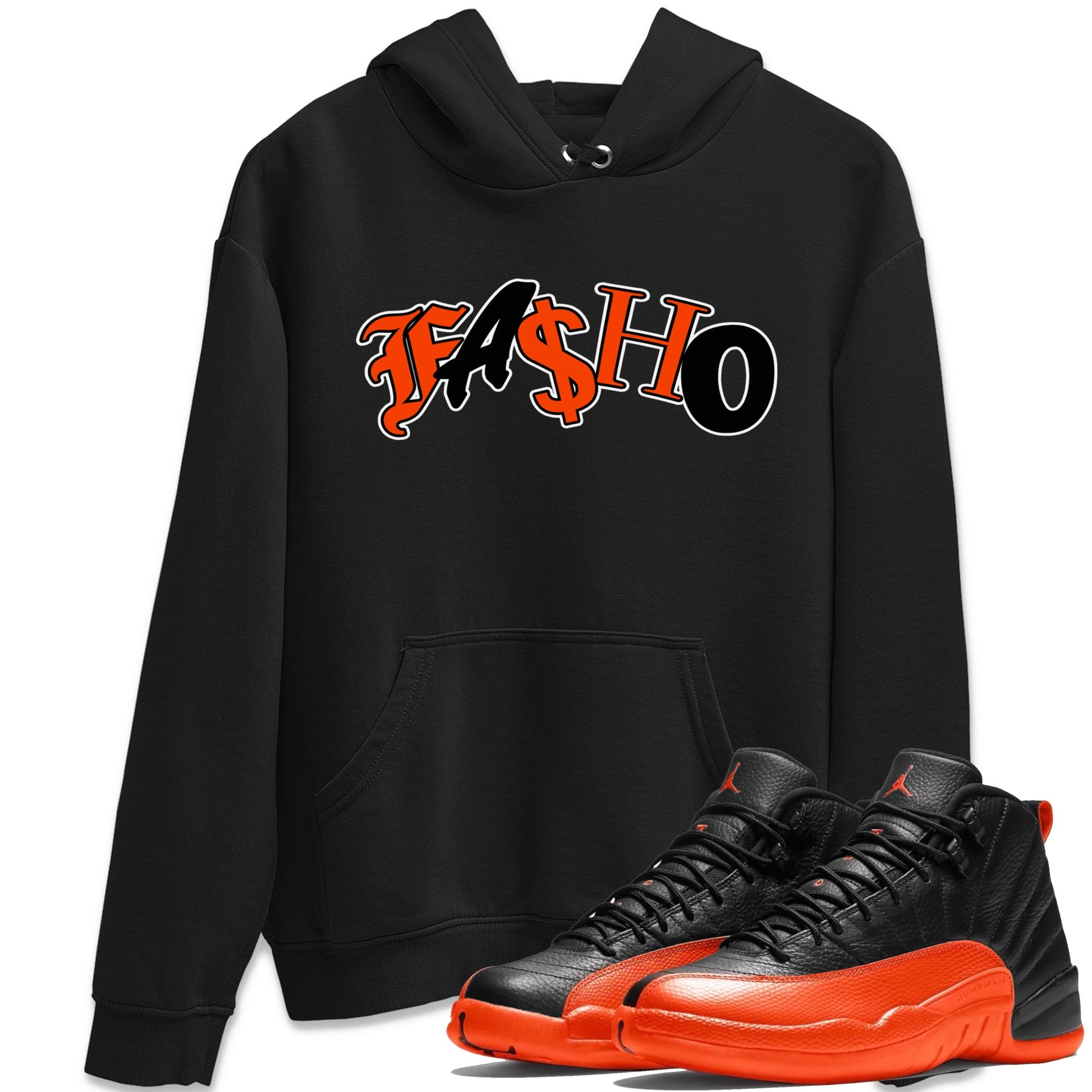 Air Jordan 12 Brilliant Orange Sneaker Match Tees Fasho Sneaker Tees AJ12 Brilliant Orange Sneaker Release Tees Unisex Shirts Black 1